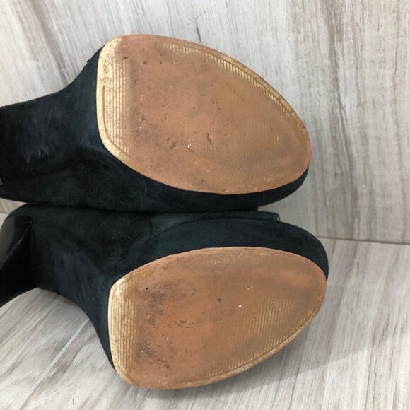 Michael Kors Heel Booties Woomens 7M Davenport Black Suede Peep Toe Ankle Boots - Picture 11 of 13